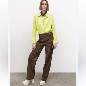 Zara full length faux leather Francoise pants  Medium